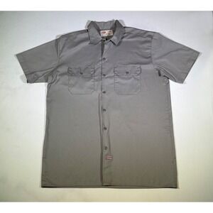 Men's Large Outdoor Dickies Authentic Gray Work Shirt Short Sleeve | Preowned